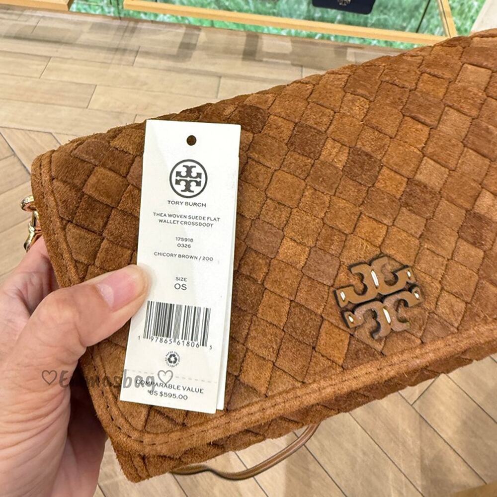 New‼️Tory Burch Thea Woven Flat Wallet Crossbody 175918 $595 - Picture 11 of 11